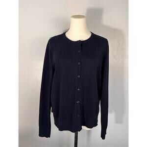 LOFT Geometric 
Pattern Mixed Media Knit Quiet Luxury Minimalist Cardigan Sz L